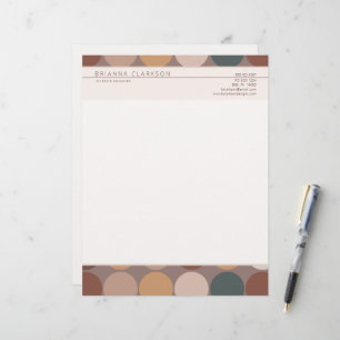 Simple Modern Geometric Earth Tone Circle Pattern Letterhead