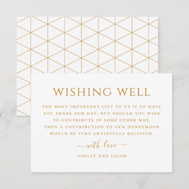 Simple modern geometric wedding wishing well enclosure card (Front/Back)