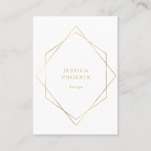Simple, modern geometrical gold imitation white business card