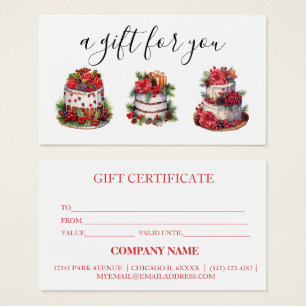 Simple Modern Gift Certificate Baking Bakery Cake