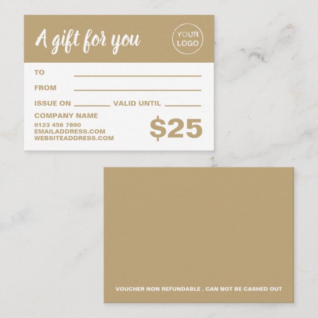 Simple & Modern Gift Certificate Cards (Front/Back)