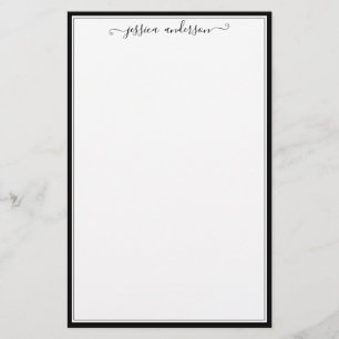 Simple Modern Girly Black Script Font Calligraphy Stationery