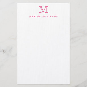 Simple Modern Girly Blush Pink Monogram Initial Stationery
