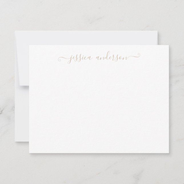 Simple Modern Girly Classic Beige Brown Script Card (Front)