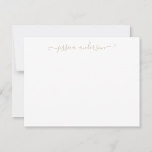 Simple Modern Girly Classic Beige Brown Script Card