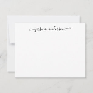 Simple Modern Girly Classic Black Grey Script Card
