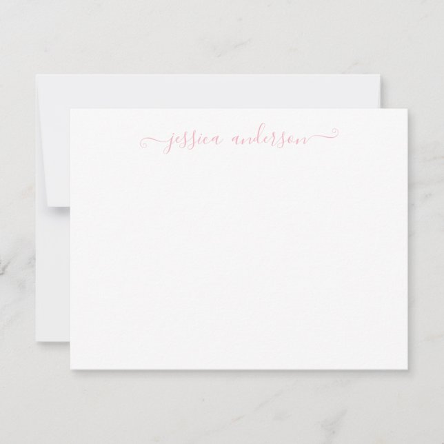 Simple Modern Girly Classic Blush Pink Chic Script Card (Front)