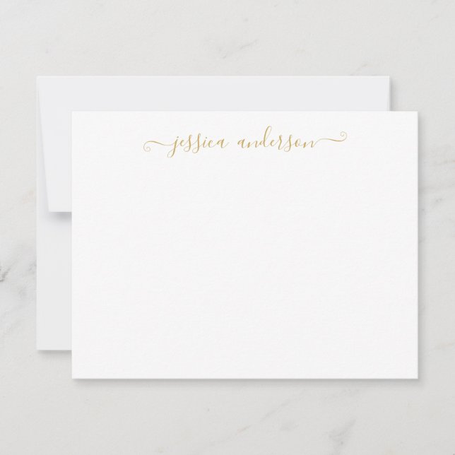 Simple Modern Girly Classic Elegant Gold Script Card (Front)