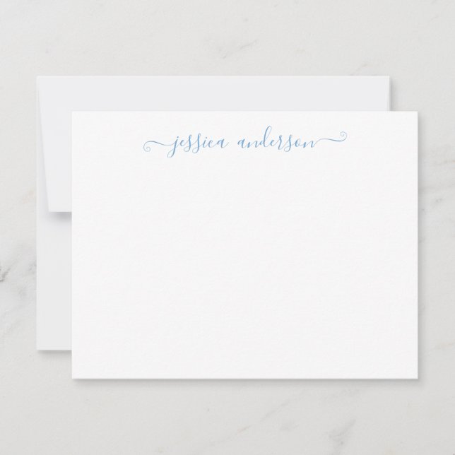 Simple Modern Girly Classic Powder Blue Script Card (Front)