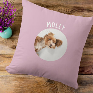 Simple Modern Girly Pet Photo Personalized Throw Pillow