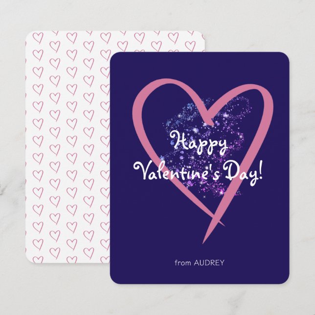 Simple Modern Glitter Classroom Valentine's Day  Card (Front/Back)