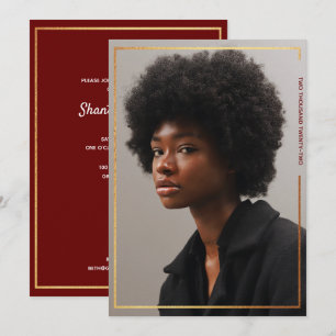 Simple Modern Gold Border Graduation Invitation