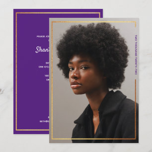 Simple Modern Gold Border Graduation Invitation
