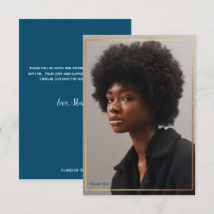 Simple Modern Gold Border Graduation Thank You Inv Invitation