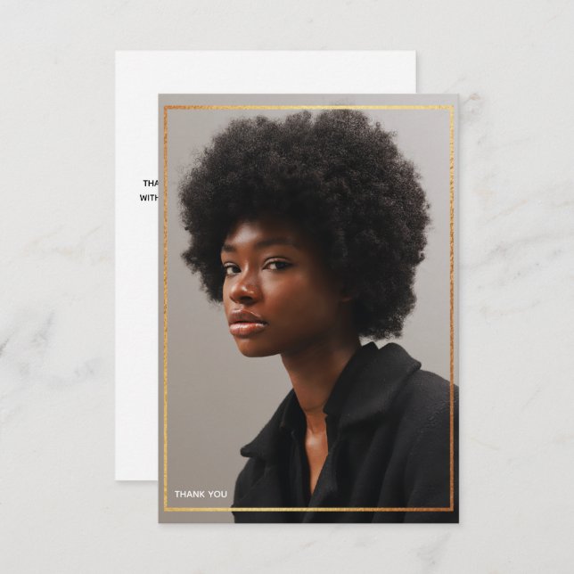 Simple Modern Gold Border Graduation Thank You Inv Invitation (Front/Back)