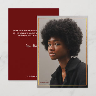 Simple Modern Gold Border Graduation Thank You Inv Invitation