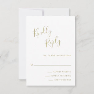 Simple Modern Gold Elegant Wedding RSVP Card