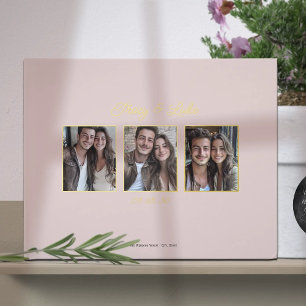 Simple Modern Gold Frame with Three Couple Photos Guest Book