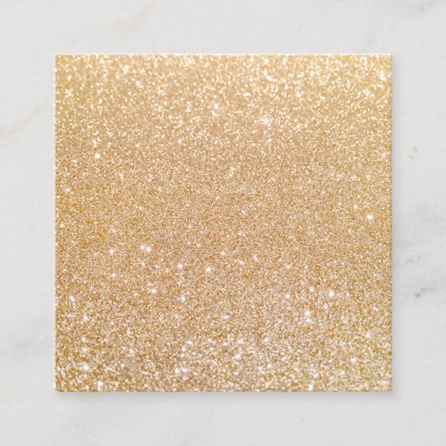 Simple Modern Gold Glitter Makeup Artists Square Business Card (Front)