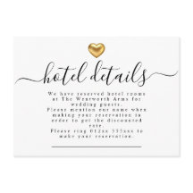 Simple Modern Gold Heart Wedding Hotel Details