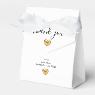 Simple Modern Gold Heart White Wedding Favor Box