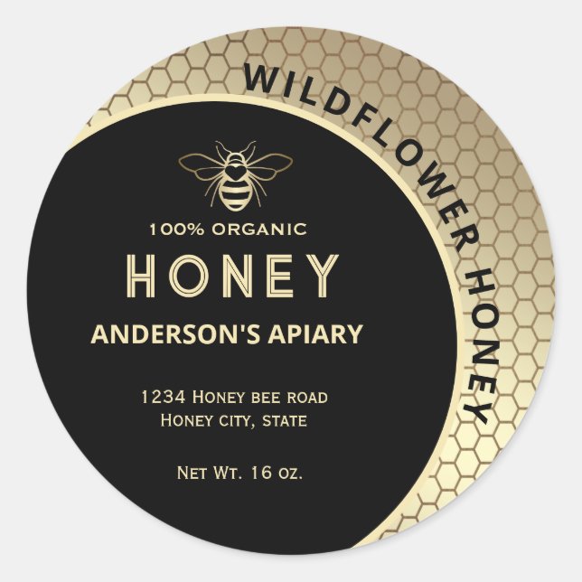 Simple Modern gold honey comb  Classic Round Sticker (Front)
