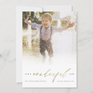 Simple Modern Gold It's A Wonderful Life Photo Holiday Card