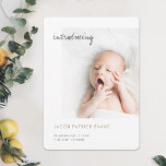 Simple Modern Gold Photo Boy or Girl Birth Announcement<br><div class="desc">This simply charming photo birth announcement flat card features a contemporary design that lets you easily customize it to suit your style. We've picked rounded corners as the default shape setting, but you can easily change the look to sharp corners, as that look also works wonderfully with this design. Partially...</div>