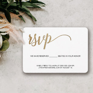 Simple Modern Gold RSVP no mailing Reserved Seat Card