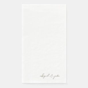Simple Modern Gold Script Names Wedding  Napkin