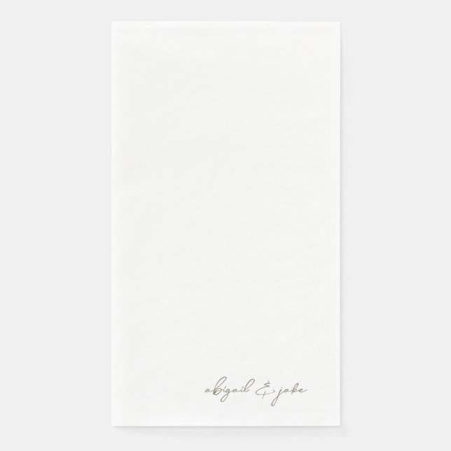 Simple Modern Gold Script Names Wedding  Napkin (Front)