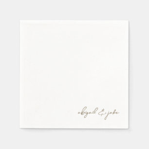 Simple Modern Gold Script Names Wedding  Napkins