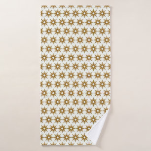 Simple Modern Gold Starburst Pattern Bath Towel