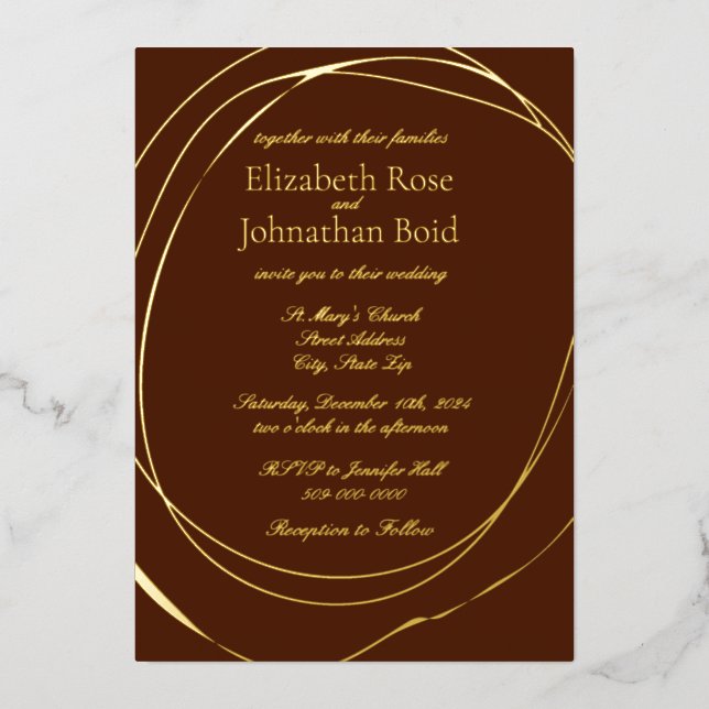 Simple Modern Gold Terracotta Elegant Wedding (Front)