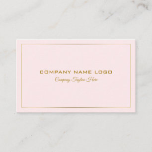 Simple Modern Gold TonesBorder On Pastel Pink Business Card