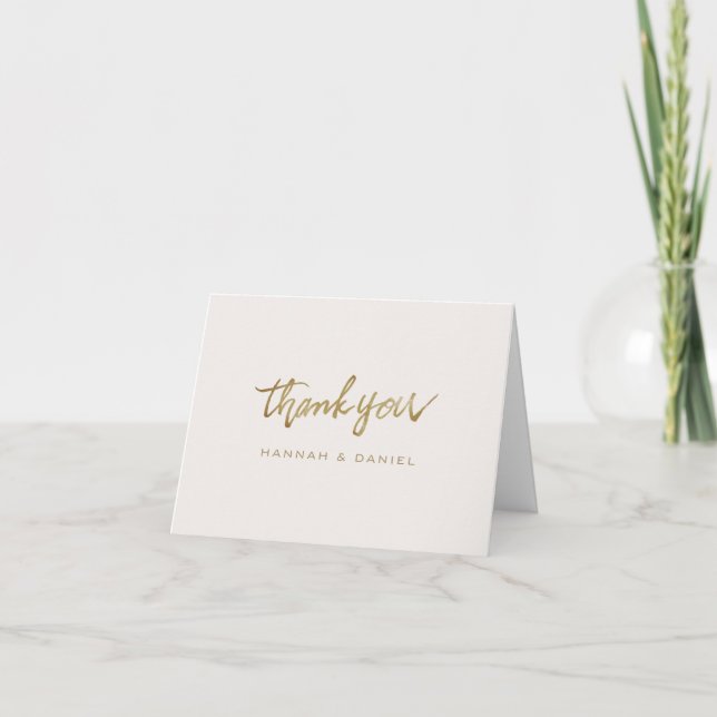 Simple Modern Gold Typography Custom  Thank You Card (Front)