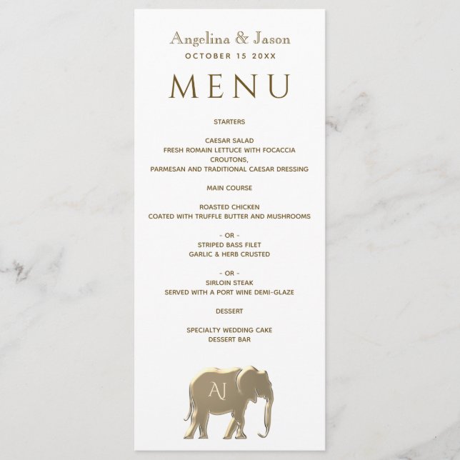 Simple Modern Gold Wedding Menu (Front)