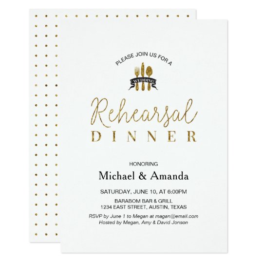 Simple Modern Gold Wedding Rehearsal Dinner Card
