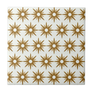 Simple Modern Gold White Starburst Pattern Tile