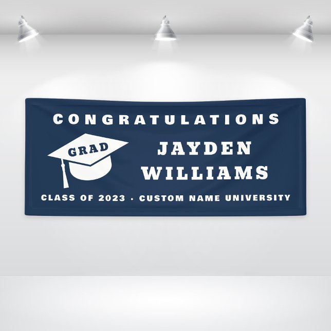 Simple Modern Grad Cap Navy Blue Graduation Party Banner (Simple Modern Grad Cap Navy Blue Graduation Party Banner
)