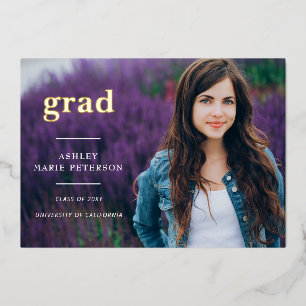 Simple Modern Grad Letters Gold Photo Graduation