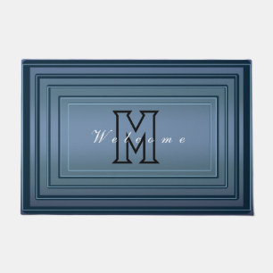 Simple Modern gradient Welcome Hand Script Monogra Doormat