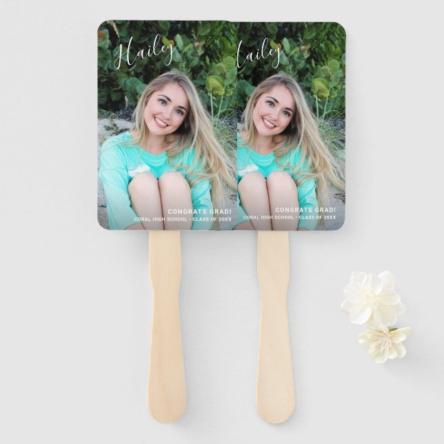 Simple Modern Graduate Photo Graduation Hand Fan (Front and Back)
