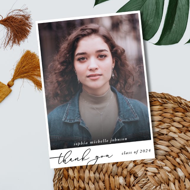 Simple Modern Graduate Script Photo Thank You  Card (Creator Uploaded)