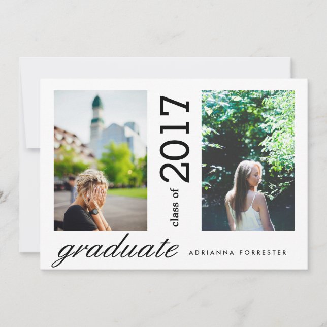 Simple Modern Graduate Two Photos Invitation (Front)