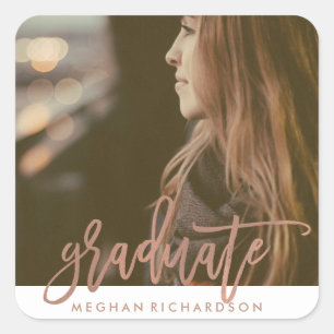 Simple Modern Graduate with Photo Square Sticker