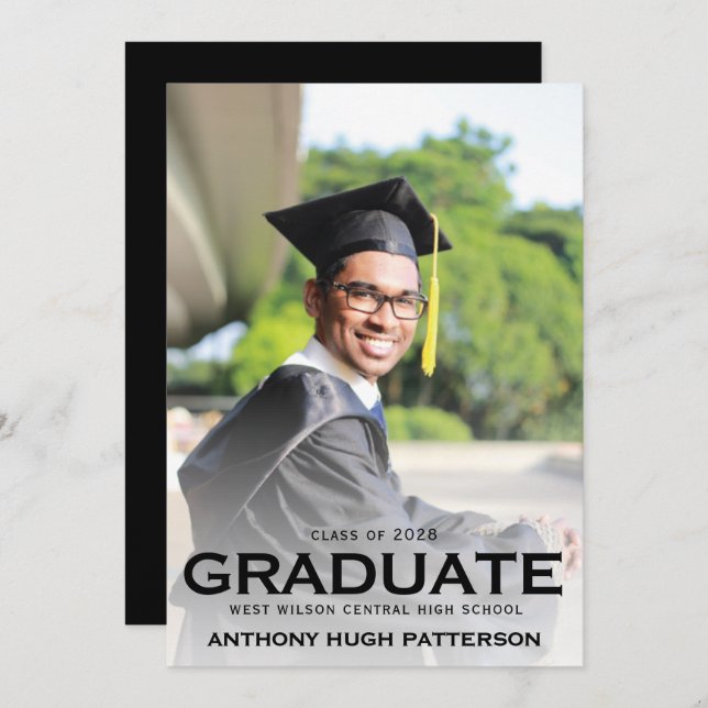 Simple Modern Graduation Announcement Flat Card (Front/Back)