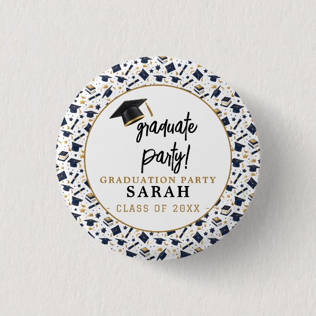 Simple Modern Graduation Party  1 Inch Round Button (Front)