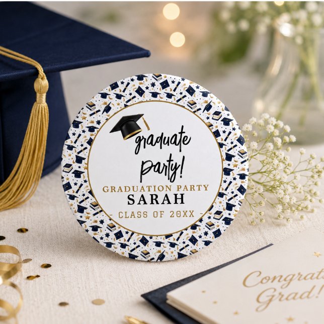 Simple Modern Graduation Party  1 Inch Round Button (Simple Modern Graduation Party Button)