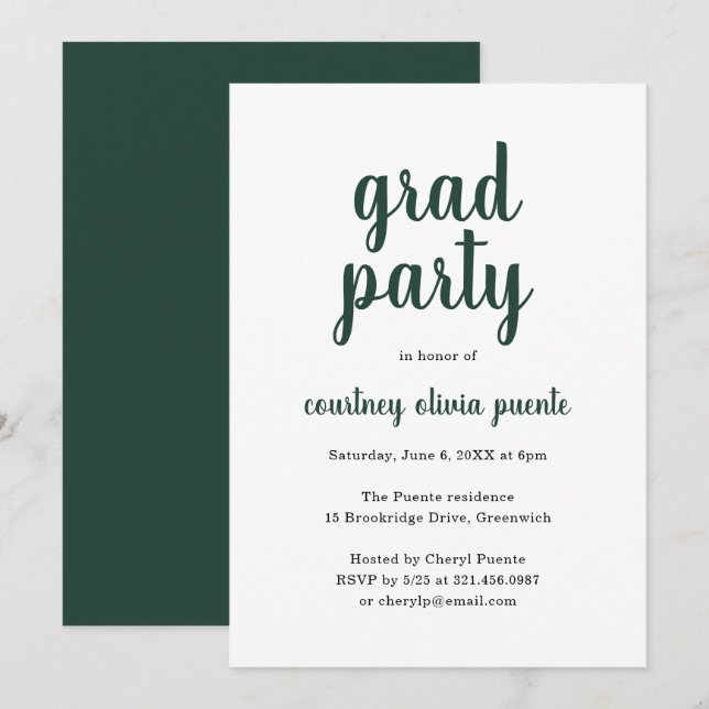 Simple Modern Graduation Party Invitation (Front/Back)